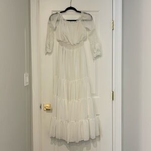 White Lace Beach Gown Size S